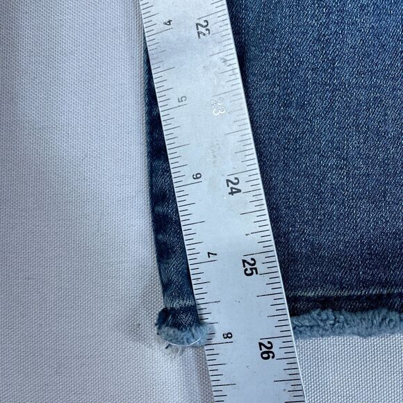 Democracy Jeans Women 12 Blue Ab Technology Denim Straight Stretch Raw Hem - Picture 9 of 12